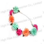 Small Colored Pompom Flowers Elastic Headband