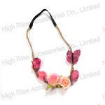 Flower and Butterfly Elastic Headband Flower Crown Garland