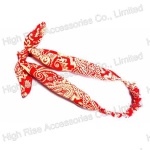 Antique Pattern Red Fabric Bow Headband