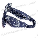 Floral Pattern Jeans Bow Headband