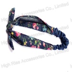 Colorful Flowers Pattern Jeans Headband With Bow