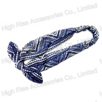 Geo Pattern Blue Headband With Bow