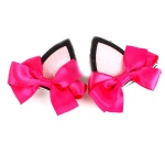 Pink Cat Ear With Ribbon Bow Hair Clip