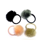 Fur Pompoms Elastic Ponytail Holder