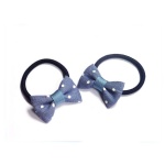 Dots Jeans Bow Hair Elastic Ponytail Holder