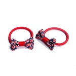 Small Flowers Pattern Bow Hair Elastic Ponytail Holder