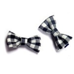 Grey And White Checks Bow Hair Clip For kids