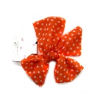 Polka Dots Orange Chiffon Bow Hair Elastic Ponytail Holder