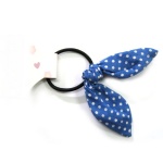 Dotted Blue Bow Hair Elastic Ponytail Holder