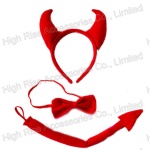 Halloween Red Devil Headband Bowtie and Tail Kit, Halloween Kit, Cosplay kit
