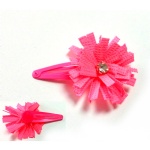 Flower Pompom Hair Clip Snap Clip