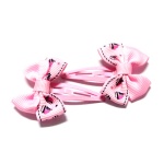 Pink Grosgrain Bow Hair Clip Snap Clip