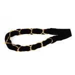 Black Velvet With Metal Hoops Chain Headband