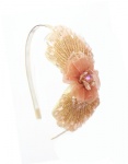 Colored Beads Bow With Tulle Flower Alice Band