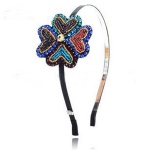 Colored Beaded Heart Pattern Flowers Alice Band