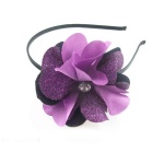 Glitter Leath With Chiffon Petals Flower Alice Band