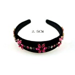 Pink Crystal Flowers Velvet Alice Band