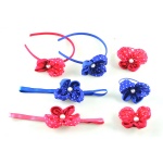 Polka Dots Flowers Headband, Alice Band And Ponytail Elastic Kits