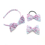 Small Flowers Printed Bow Alice Band, Hair Clip and Ponytail Holder Elastic Kits