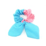 Dotted Ear Bow Double Color Scrunchies