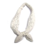 White Flower Pattern Lace Headband With Bow