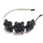 Black Beaded Flower Alice Band