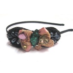 Multiple Stones And Beads Bow Alice Band