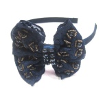 Beaded Pattern Lace Bow Alice Band