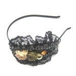 Beaded With Small Flowers On Lace Cap Alice Band