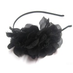 Black Chiffon Flowers Alice Band