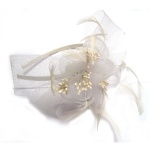 White Mesh Bow And Flower Fascinator Alice Band