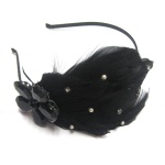 Black Fleather With Crystal Flower Alice Band