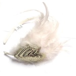 Sequin Heart Charm White Feathers Alice Band