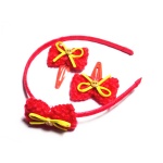 Crocheted Bow Alice Band And Hair Clip Kids