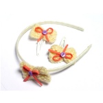 Small Crocheted Bow Alice Band And Hair Clip Kits