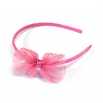 Golden Dots Pink Mesh Bow Alice Band Headband