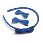 Blue Grosgrain Bow Alice Band And Hair Clips Set