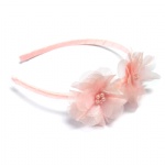 Double Pink Flowers Headband Alice Band For Kids