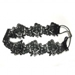 Black Crocheted Lace Flower Headband