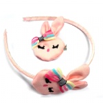 Pink Ribbit Alice Band And Hair Clip Set