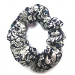 Flower Printed Dark Blue denim Scrunchies