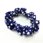 White Dots Blue Scrunchies