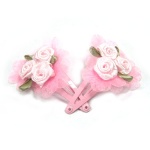 Tulle Flower And Small Ribbon Rose Hair Clip Snap Clip Sleeping Clip