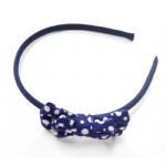 White Dots Dark Blue Bow Alice Band