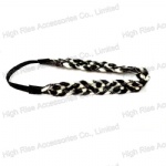 White And Black Knitting wool Braided Elastic Headband
