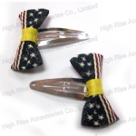 Flag Pattern Bow Hair Clip Snap Clip Sleeping Clip