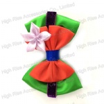 Colored Doule Layers Bow With Flower Hair Clip