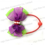 Mesh Ribbon Bow Hair Elastic Ponytail Holder