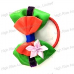 Satin Bows And Flower Hair Elastic Ponytail Holder Hair Band