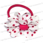 Fuchsia Dotted Flower Hair Band Hair Elastic Ponytail Holder